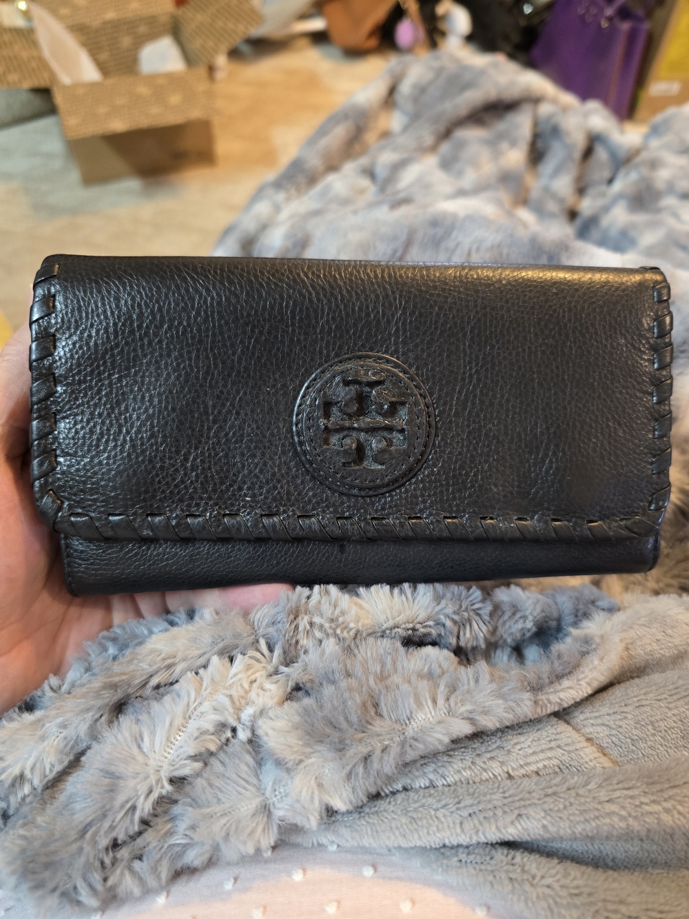 Tory Burch Black Leather Continental Wallet
